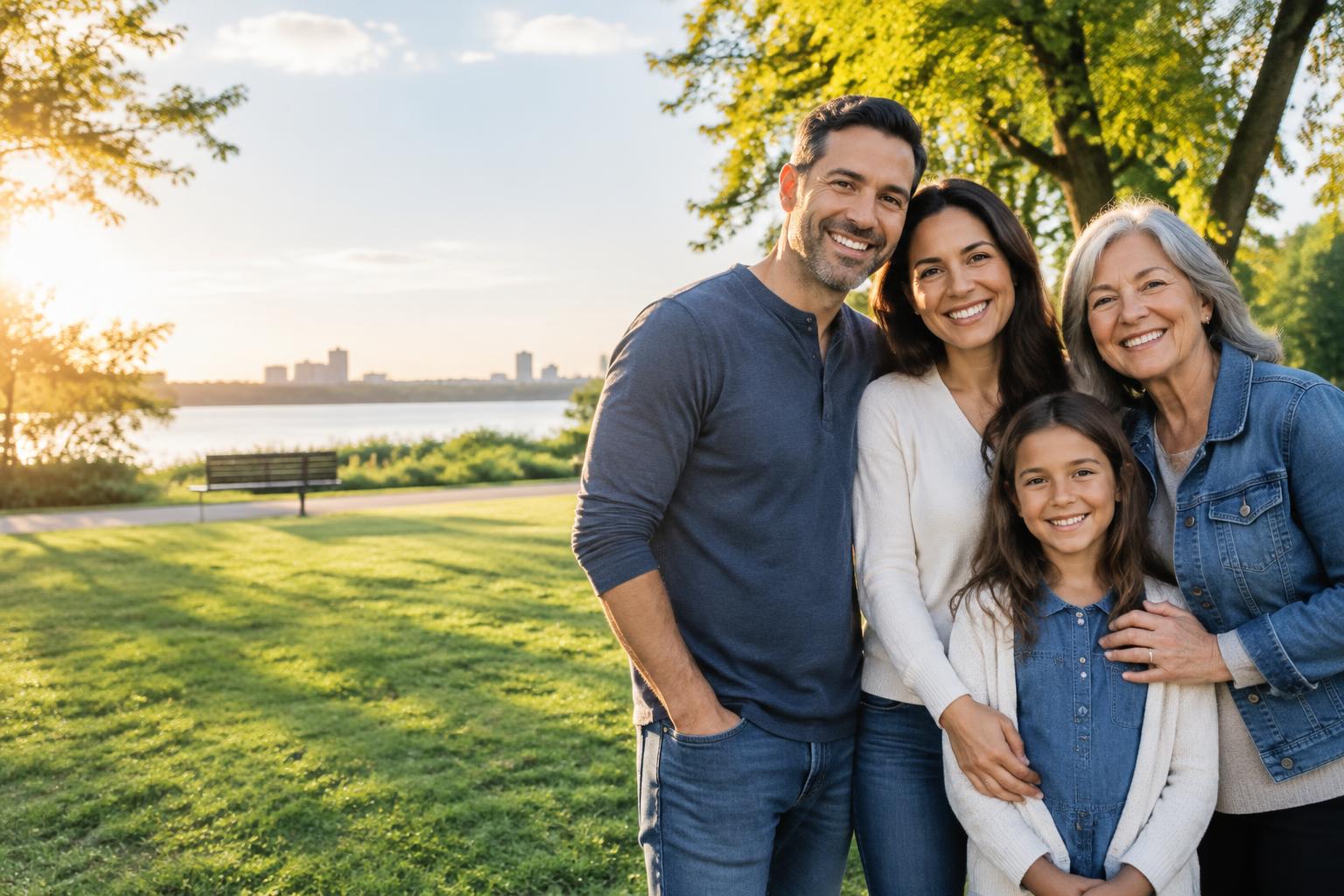 Illustrative family enjoying an afternoon together in a New Jersey park; not actual clients